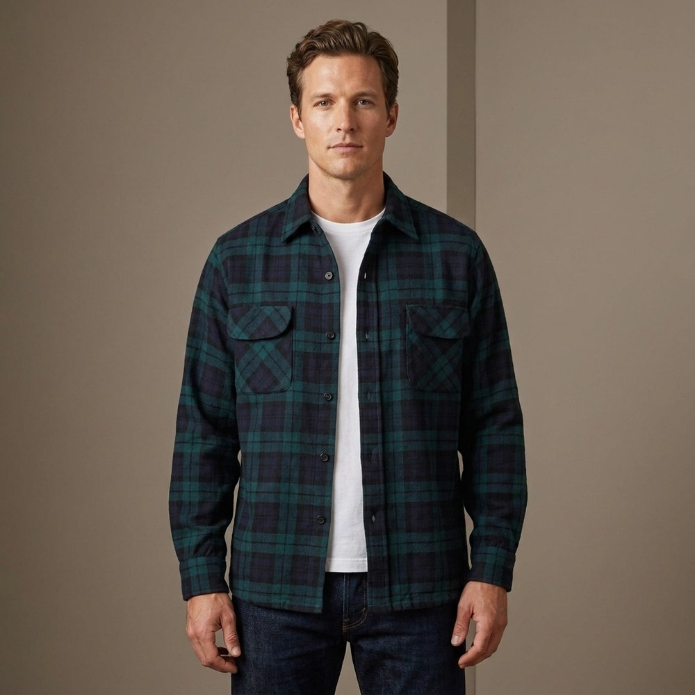 PENDLETON Mens Board Shirt M Green Blue Wool Vintage Black Watch Tartan Heritage